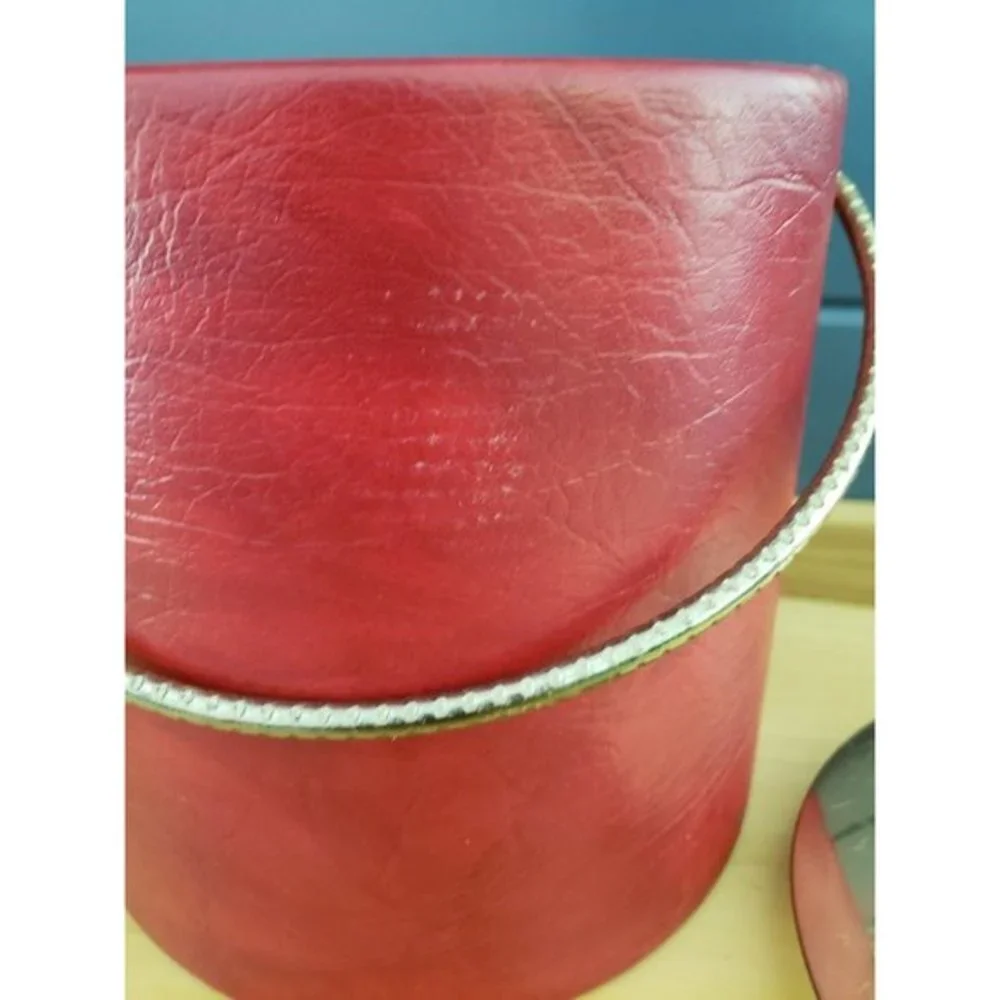 80s Red and Gold Faux‎ Leather Ice Bucket
